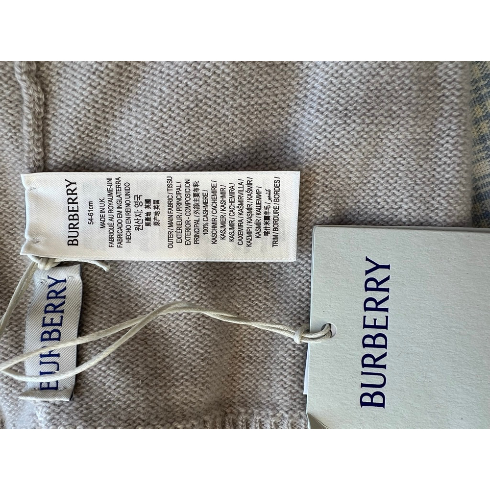 NWT Burberry Beige Cashmere EKO Beanie 54-61cm - Picture 3 of 3